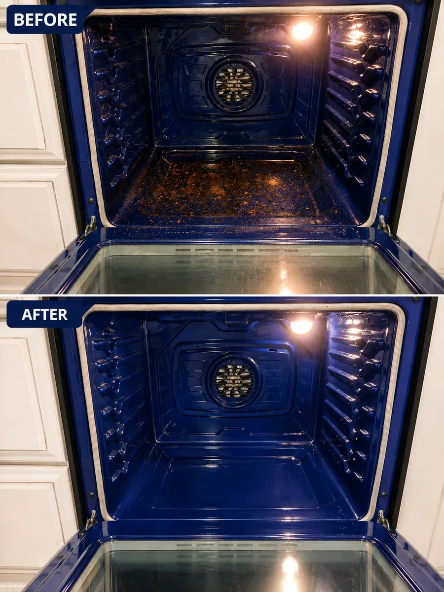 Oven interior — before and after deep cleaning