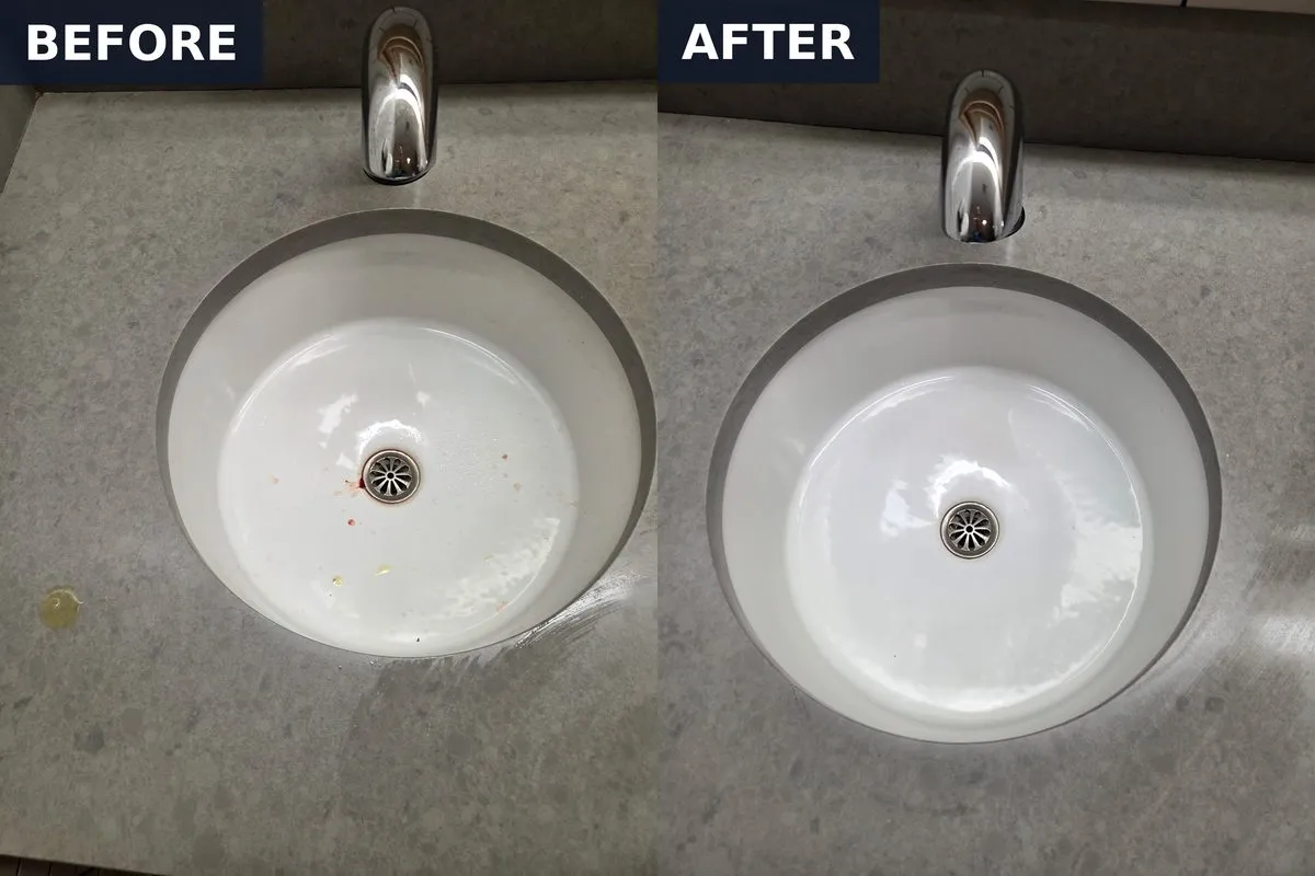 Sink — before and after polishing